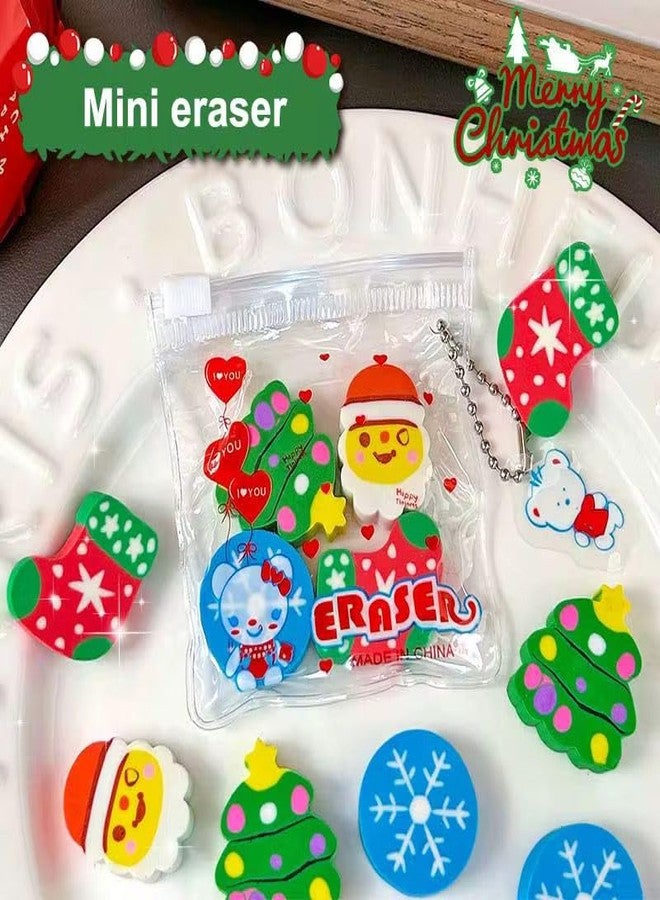 Le Delite Christmas Erasers Set - Pack of 10 Cute Kawaii Santa Claus & Christmas Tree Shaped Erasers | Fun School Stationery & Reward Gifts for Kids - Image 5
